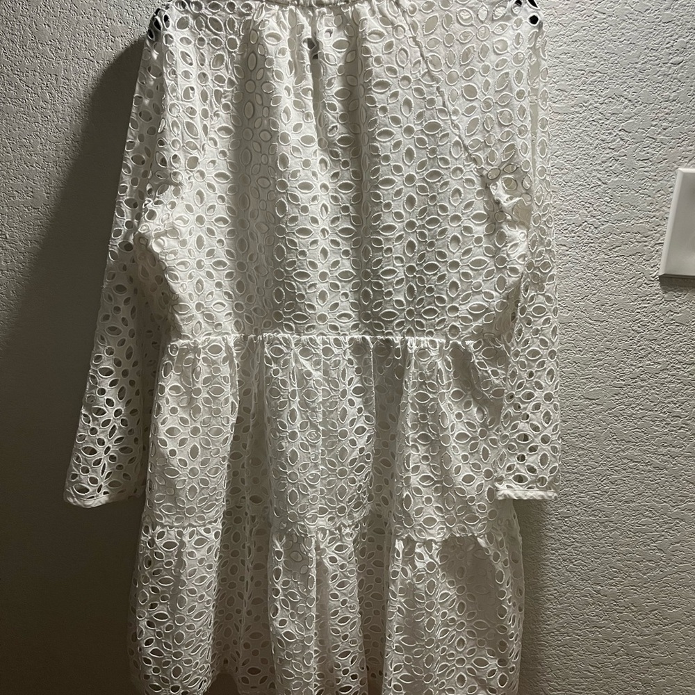 J. Crew White Tiered Popover Dress Embroidered Eyelet Size M - Picture 4 of 5